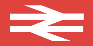 Trije zaporedni logotipi Britanskih železnic med letoma 1948 in 1997.